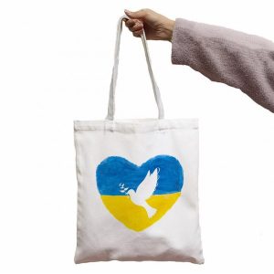 Екосумка з фото саржева бежева та біла з індивідуальним принтом